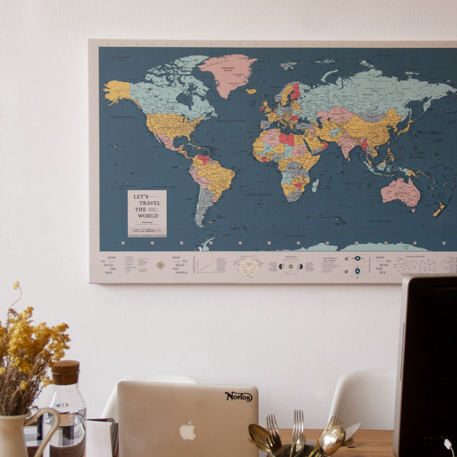 Lienzo Mapamundi - Woody Map Canva----Misswood