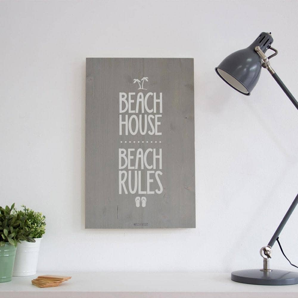 Cartel de Madera Beach Rules-40 x 60 cm / Gris-40 x 60 cm-Gris-Misswood