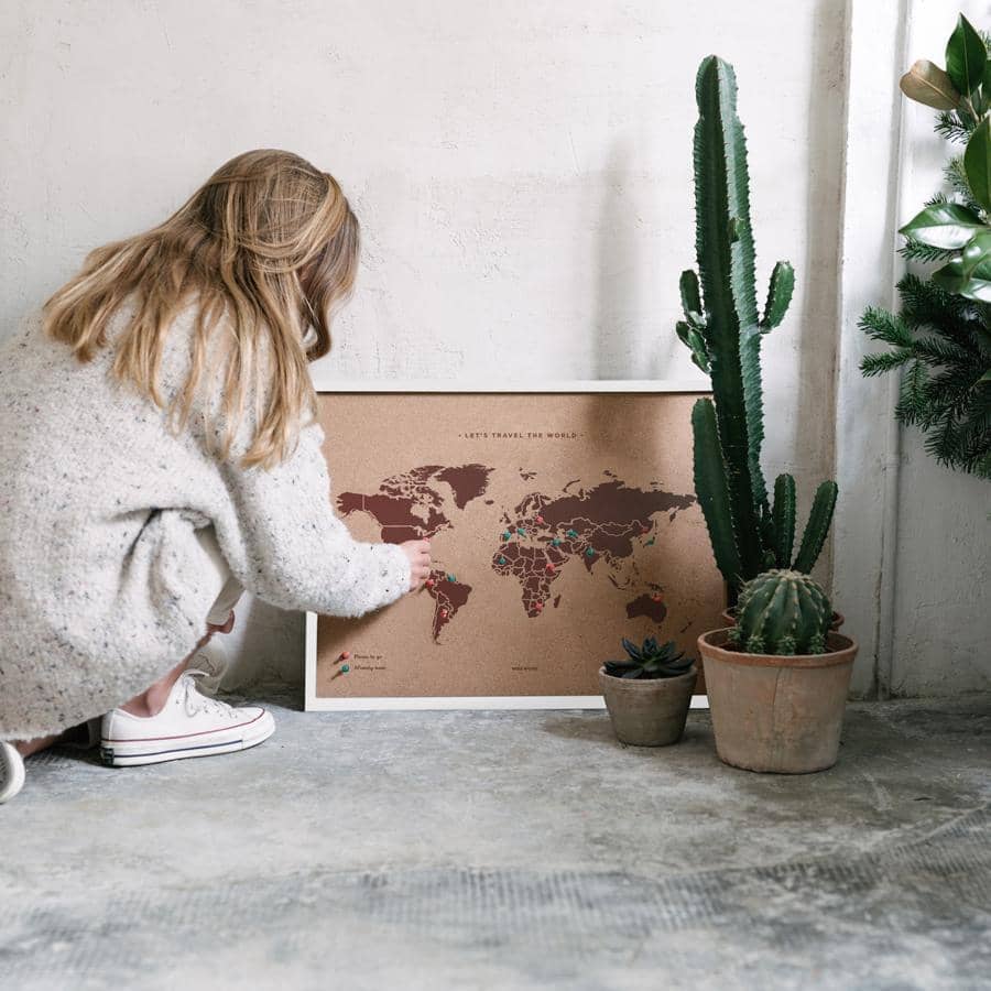 Mapamundi corcho - Woody Map Natural World - Misswood