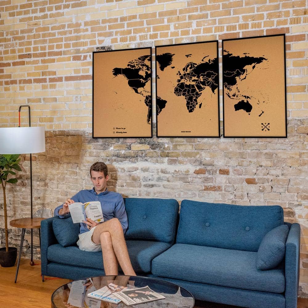 Mapamundi corcho - Woody Map Natural World - Misswood