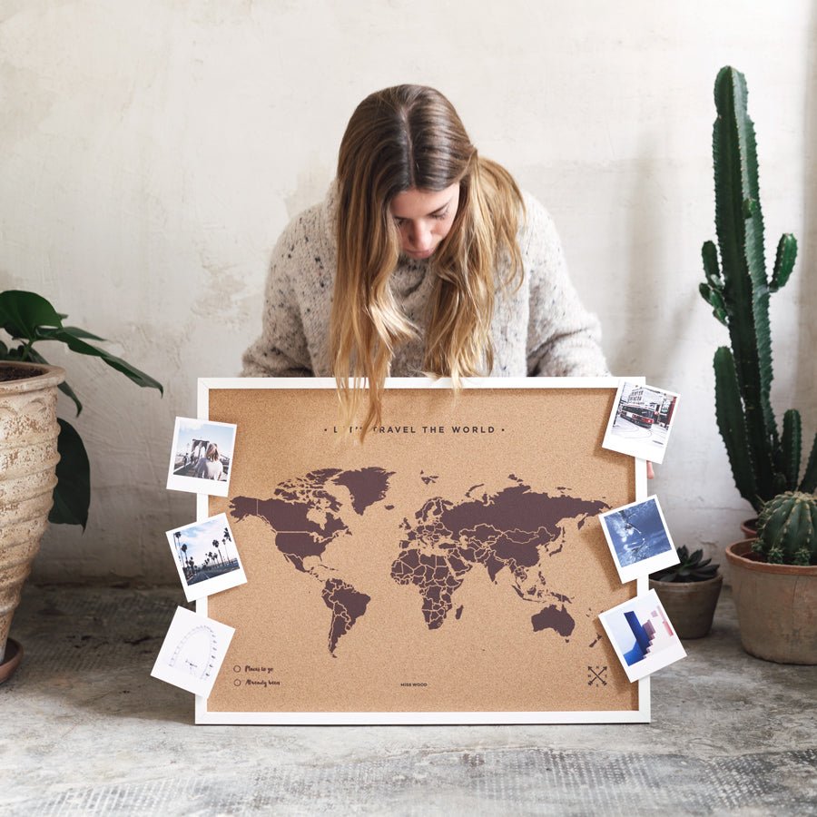 Mapamundi corcho - Woody Map Natural World - Misswood