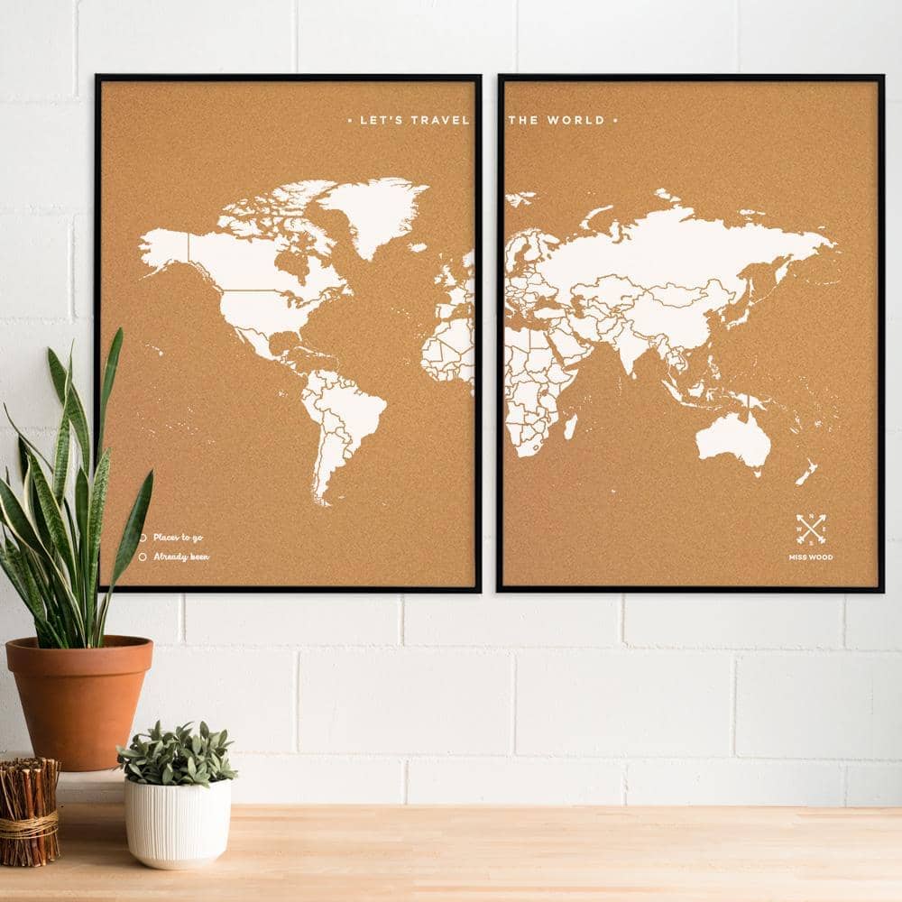 Mapamundi corcho - Woody Map Natural World - Misswood