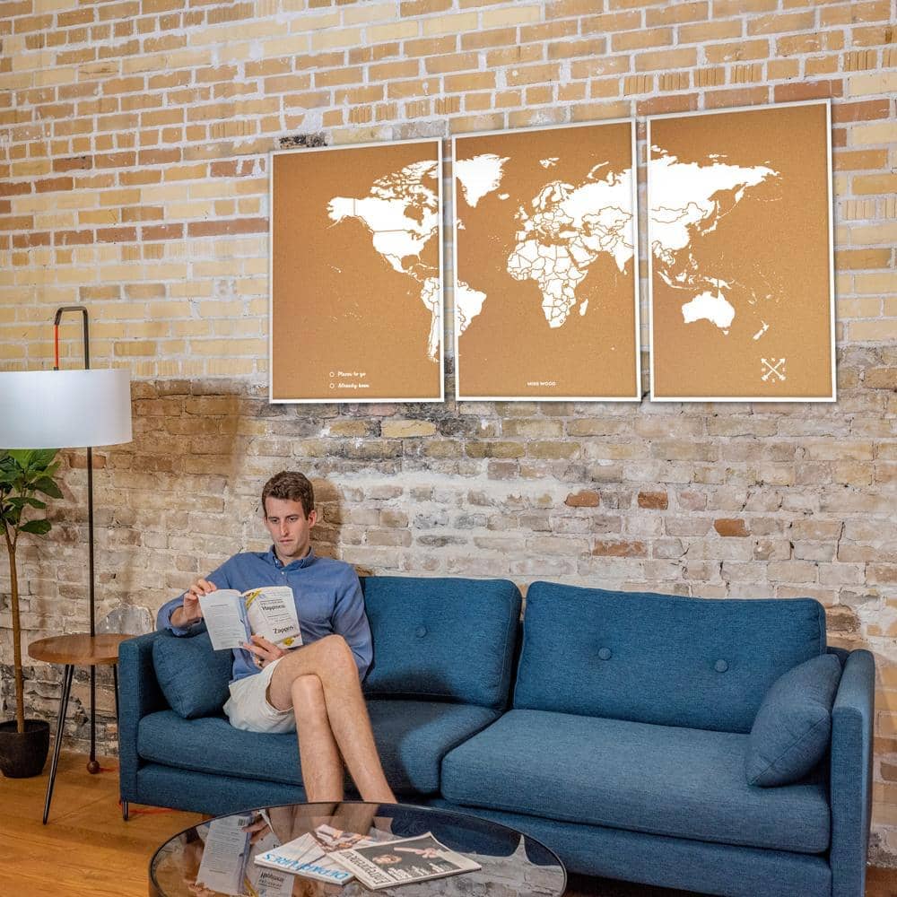 Mapamundi corcho - Woody Map Natural World - Misswood