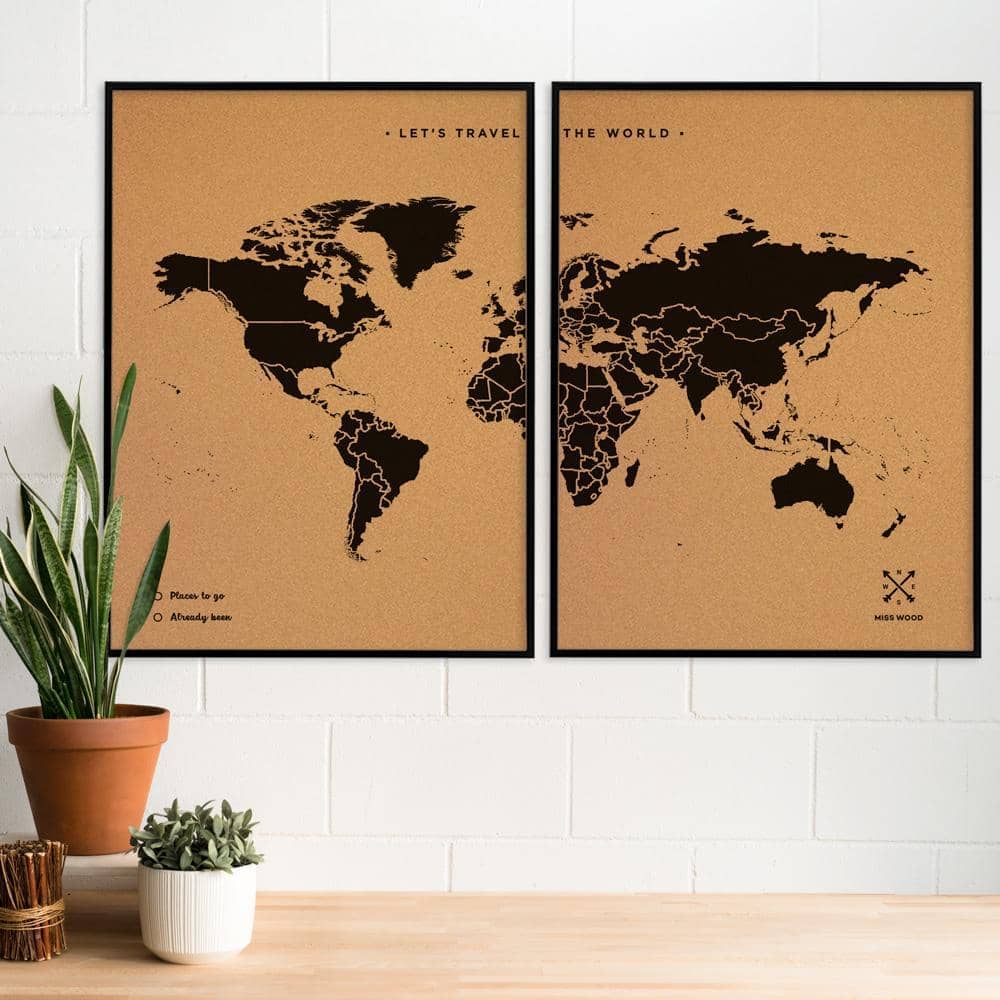 Mapamundi corcho - Woody Map Natural World - Misswood