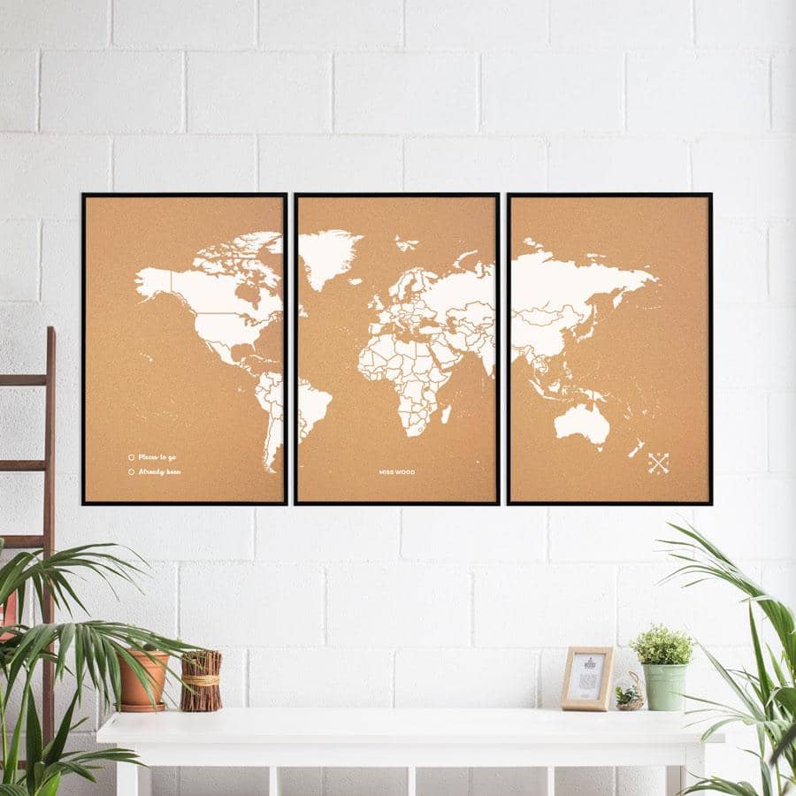 Mapamundi corcho - Woody Map Natural World - Misswood