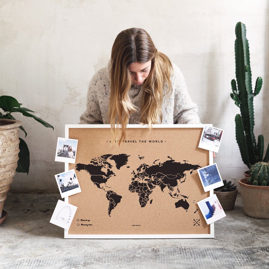 Mapamundi corcho - Woody Map Natural World - Misswood