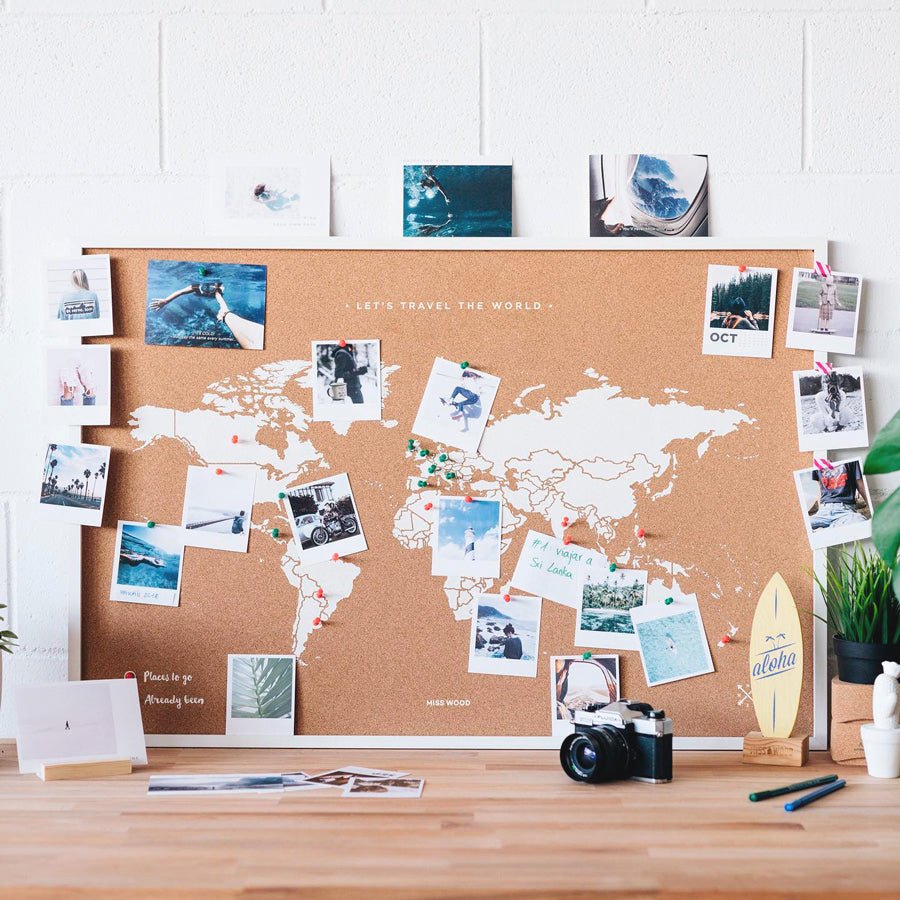 Mapamundi corcho - Woody Map Natural World - Misswood