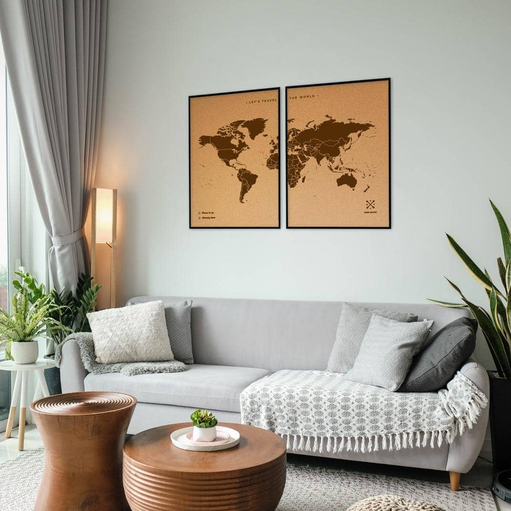 Mapamundi corcho - Woody Map Natural World - Misswood