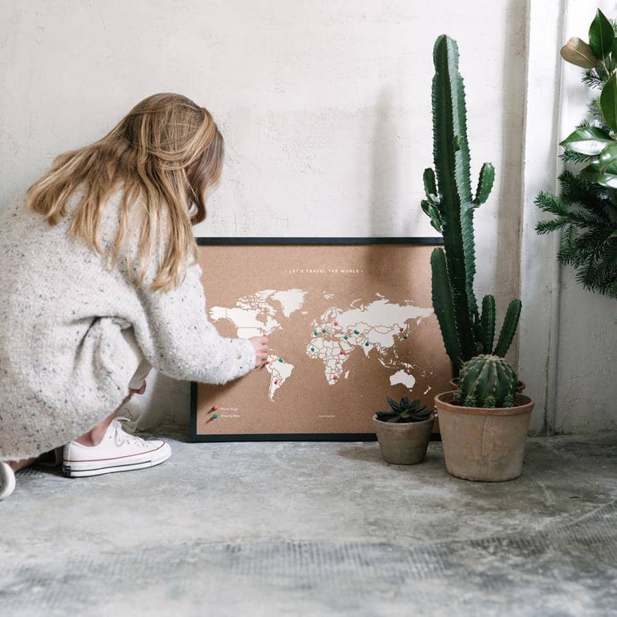 Mapamundi corcho - Woody Map Natural World - Misswood