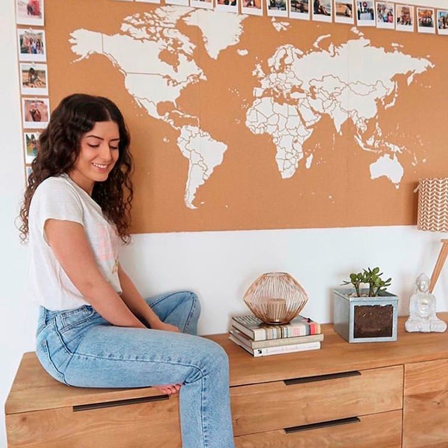 Mapamundi corcho - Woody Map Natural World - Misswood