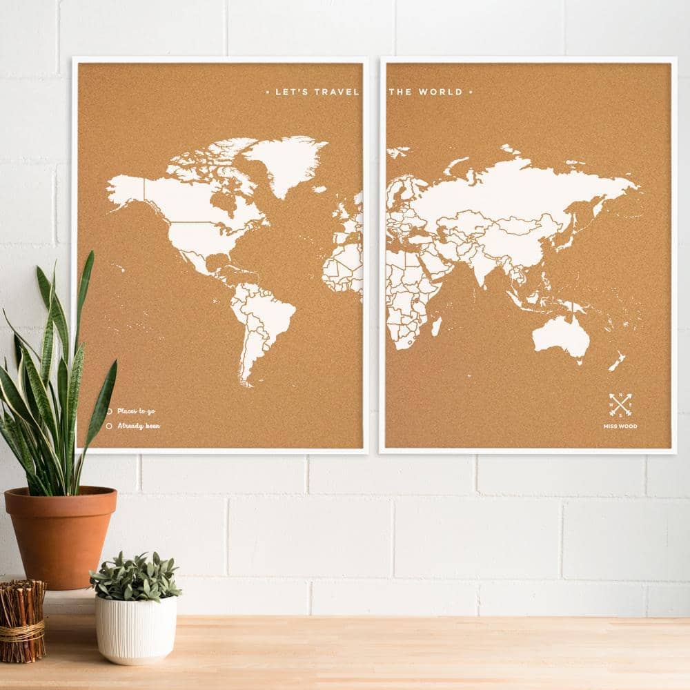 Mapamundi corcho - Woody Map Natural World - Misswood