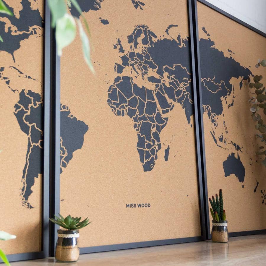 Mapamundi corcho - Woody Map Natural World - Misswood