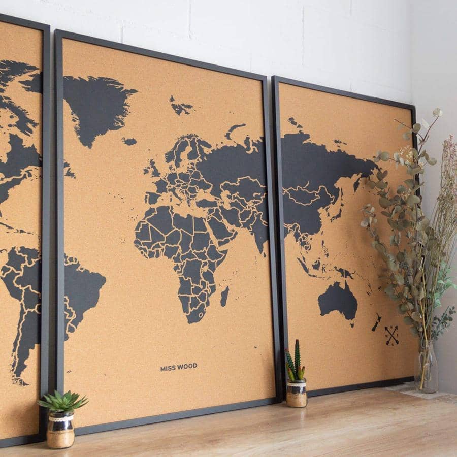 Mapamundi corcho - Woody Map Natural World - Misswood