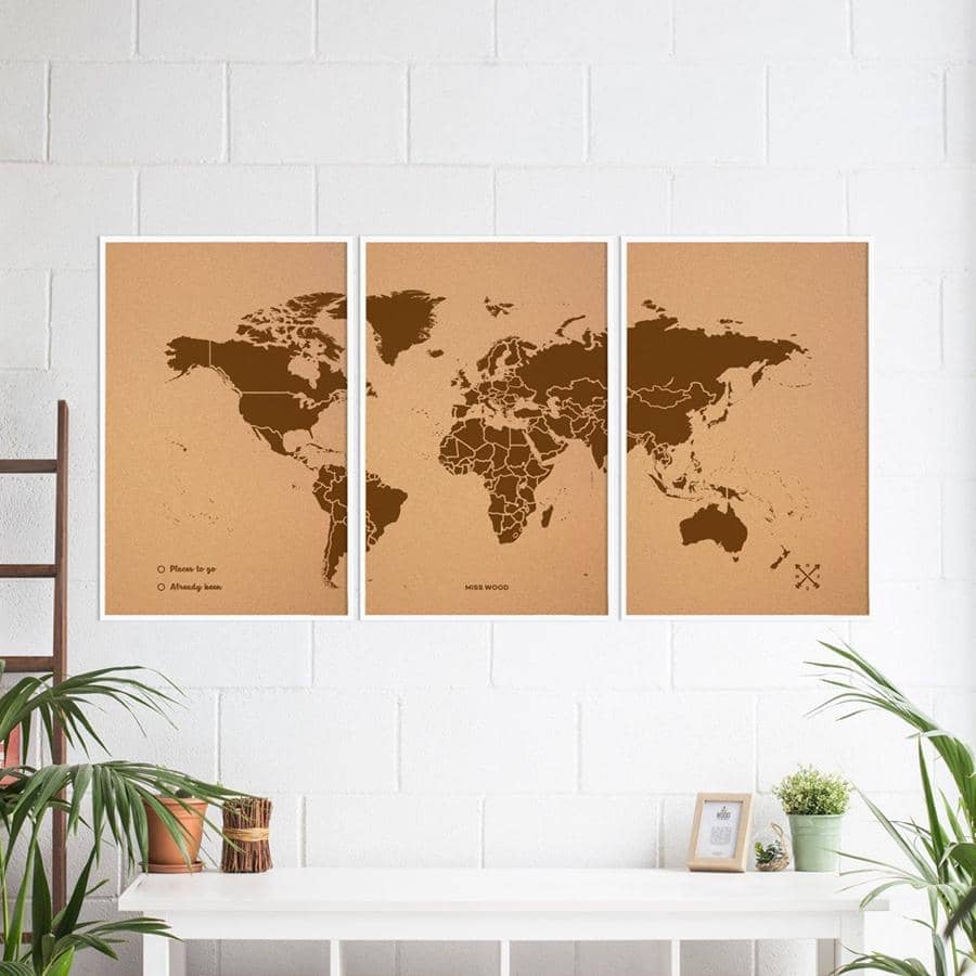 Mapamundi corcho - Woody Map Natural World - Misswood