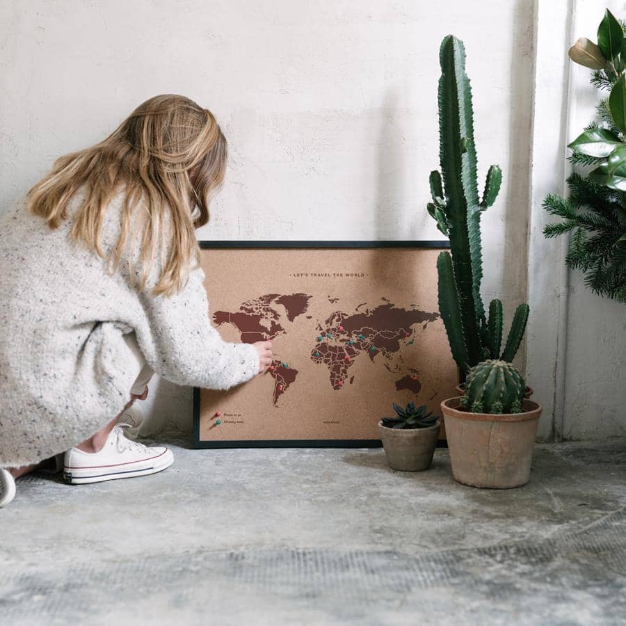 Mapamundi corcho - Woody Map Natural World - Misswood