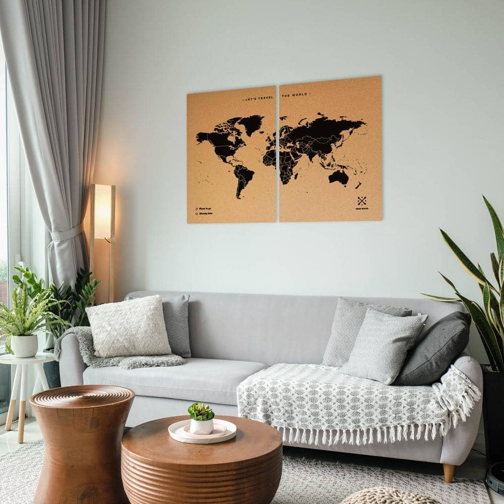 Mapamundi corcho - Woody Map Natural World - Misswood