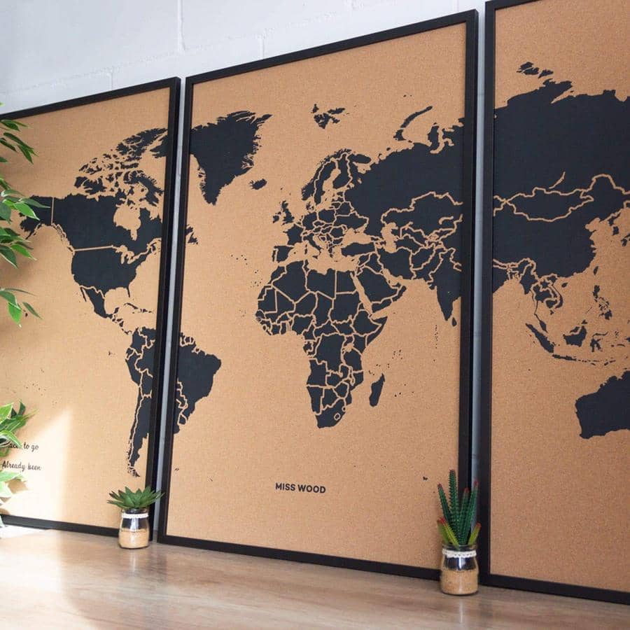 Mapamundi corcho - Woody Map Natural World - Misswood