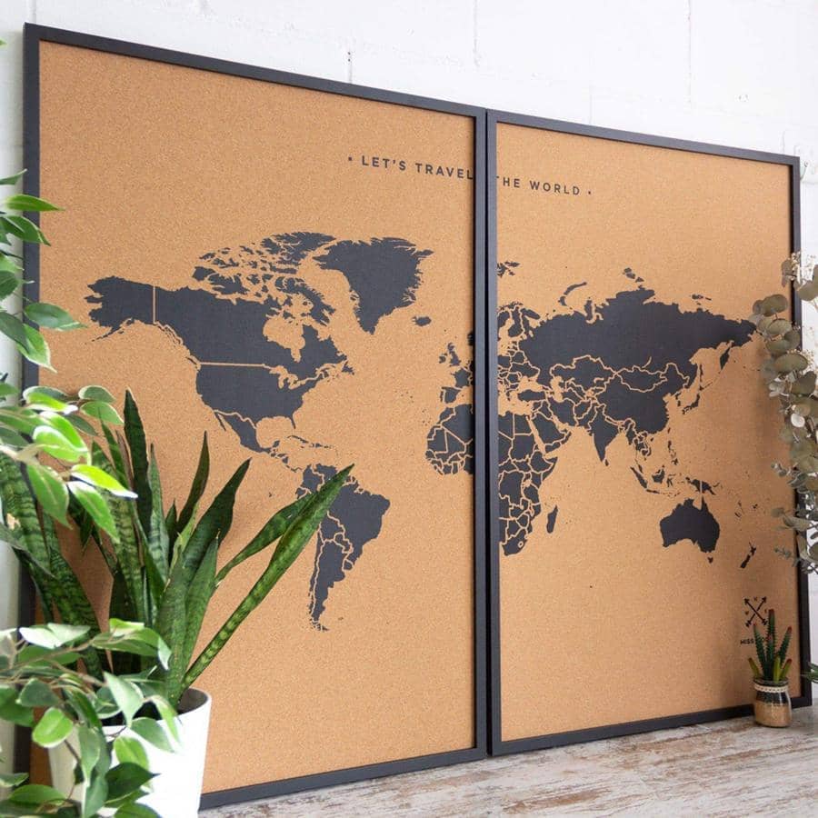 Mapamundi corcho - Woody Map Natural World - Misswood