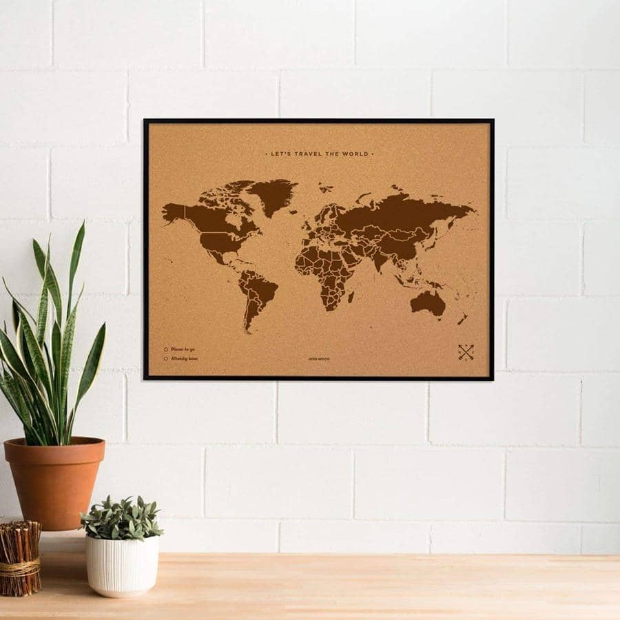 Mapamundi corcho - Woody Map Natural World - Misswood