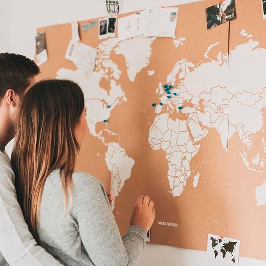 Mapamundi corcho - Woody Map Natural World - Misswood