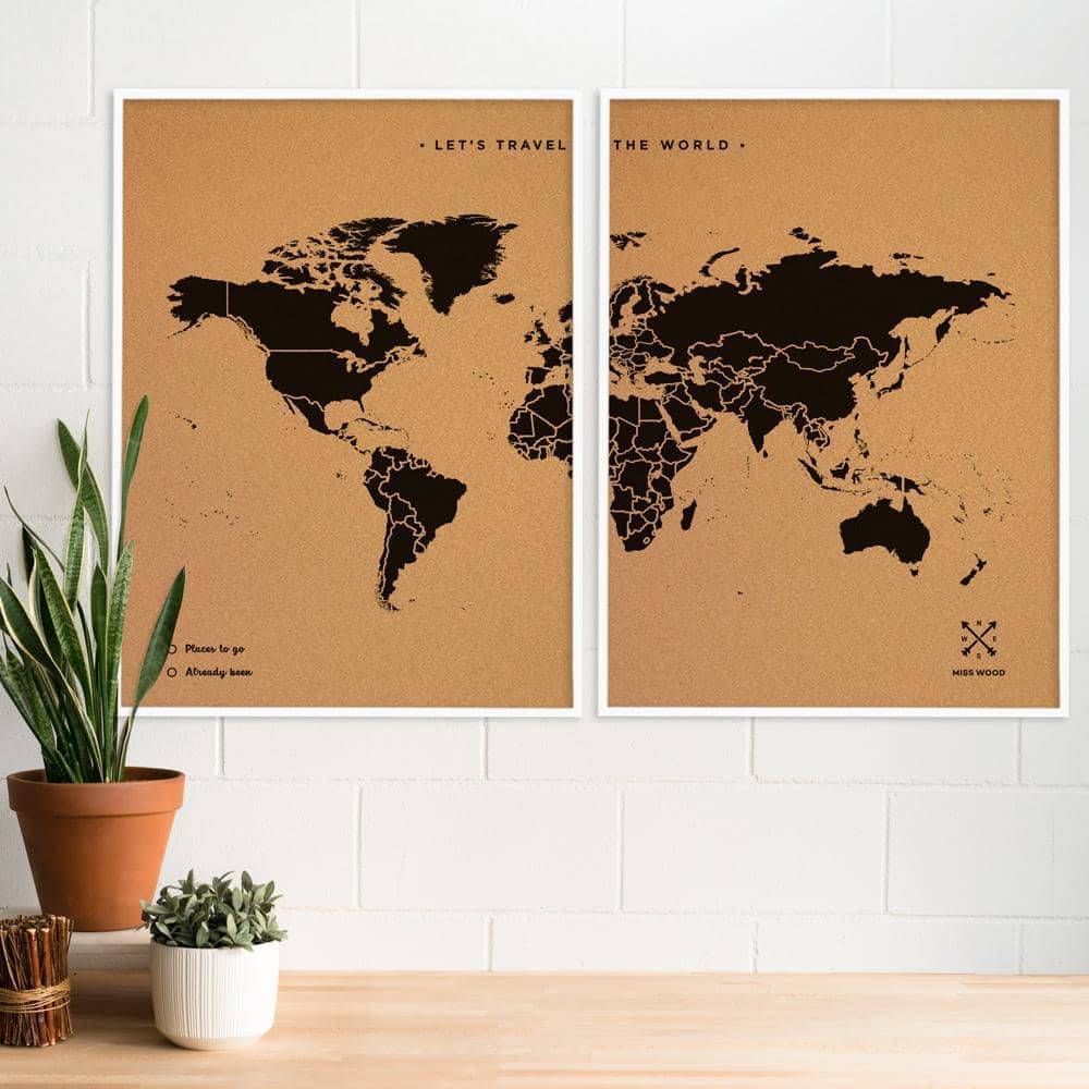 Mapamundi corcho - Woody Map Natural World - Misswood