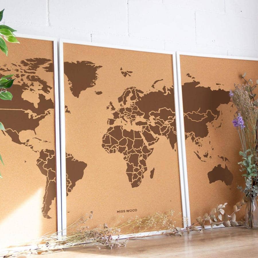 Mapamundi corcho - Woody Map Natural World - Misswood