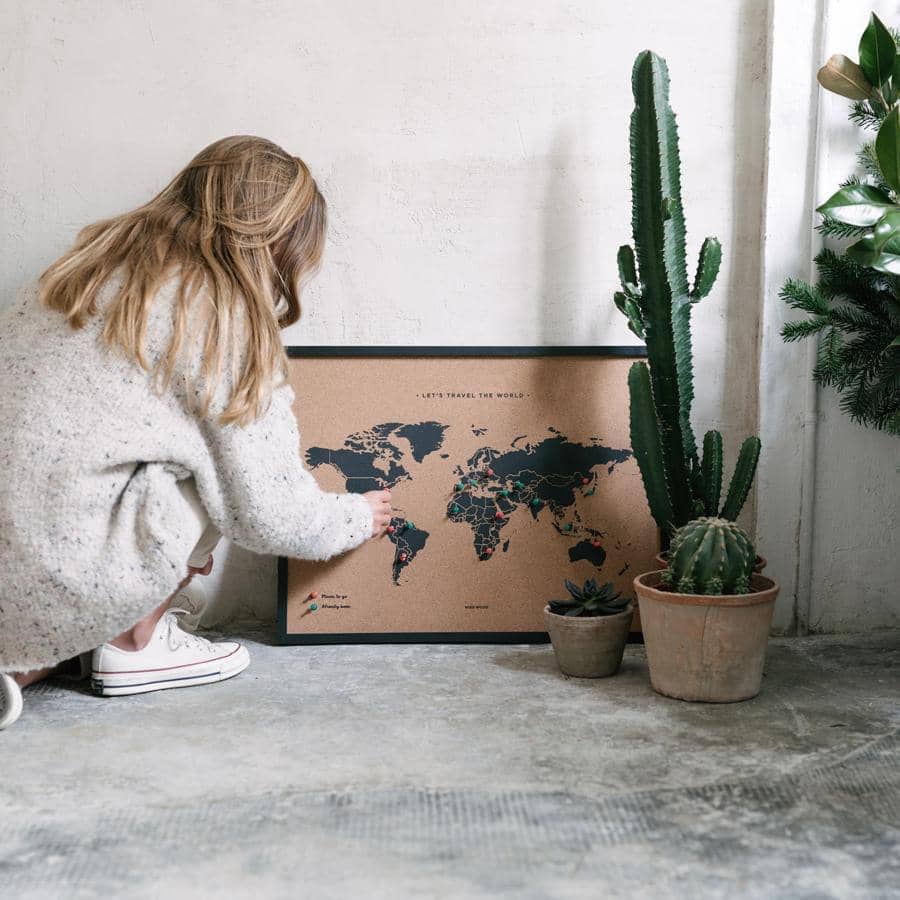 Mapamundi corcho - Woody Map Natural World - Misswood