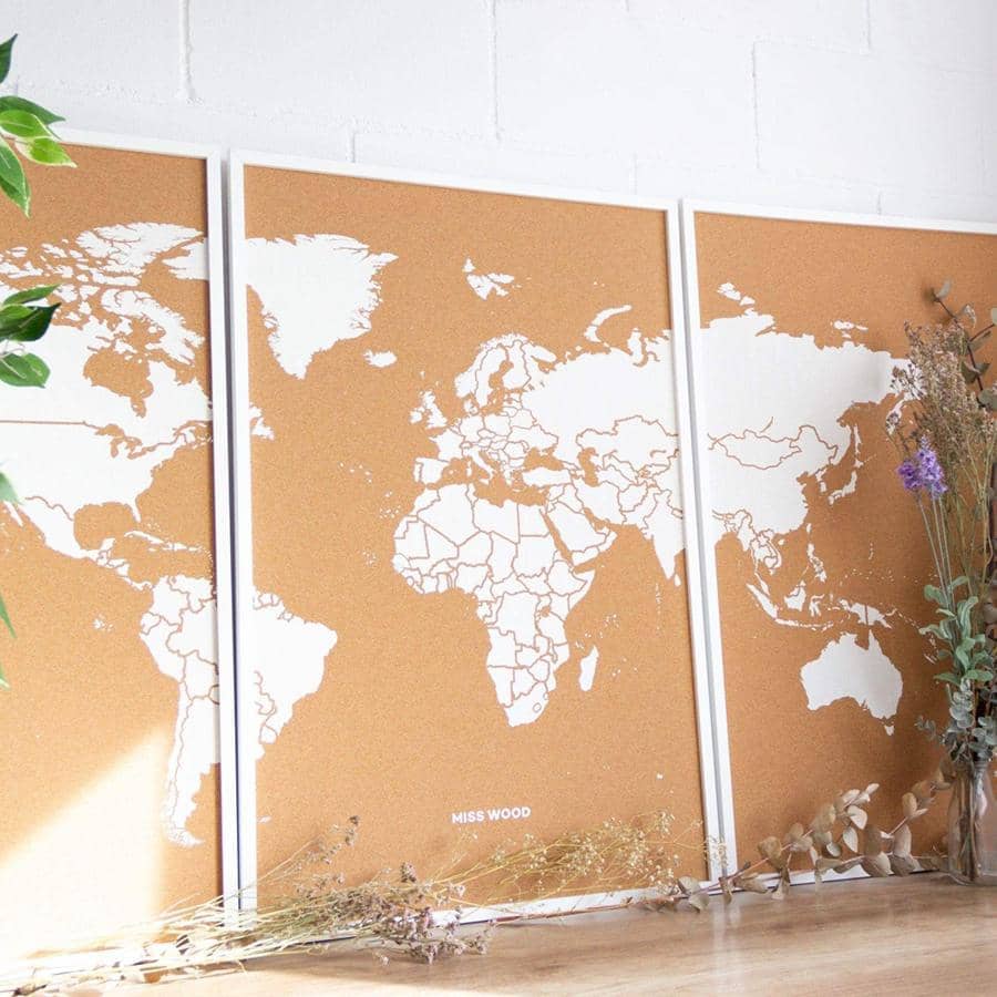 Mapamundi corcho - Woody Map Natural World - Misswood