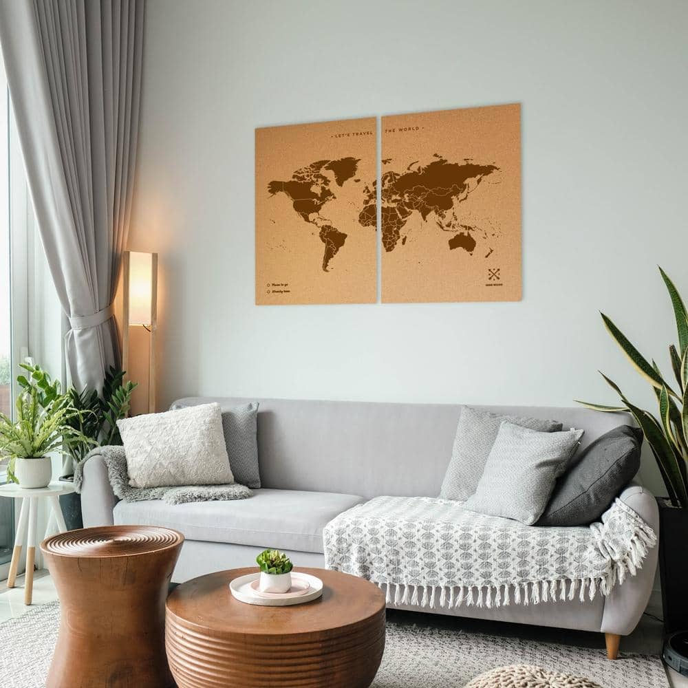 Mapamundi corcho - Woody Map Natural World - Misswood