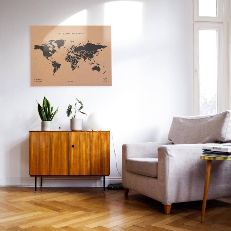 Mapamundi corcho - Woody Map Natural World - Misswood