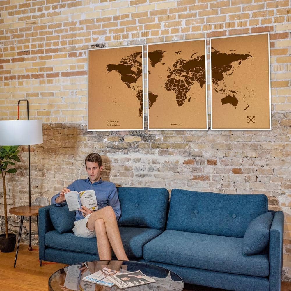 Mapamundi corcho - Woody Map Natural World - Misswood