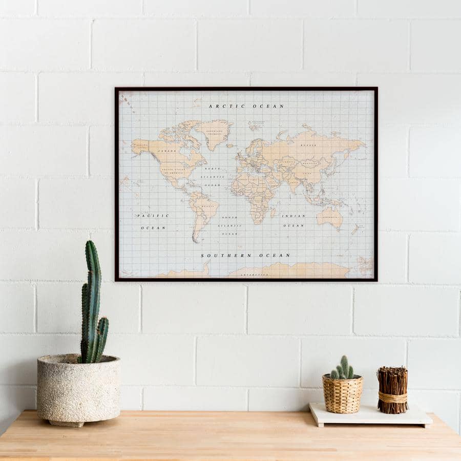 Mapamundi corcho - Woody Map Watercolor Vintage - Misswood