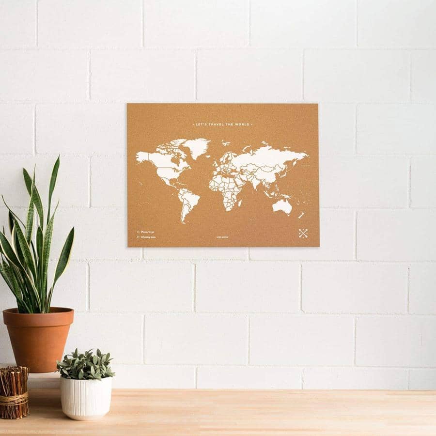 Mapamundi corcho - Woody Map Natural World-60 x 45 cm / Blanco / Sin marco-60 x 45 cm-Blanco-Sin marcoMisswood