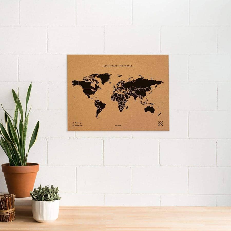 Mapamundi corcho - Woody Map Natural World-60 x 45 cm / Negro / Sin marco-60 x 45 cm-Negro-Sin marcoMisswood