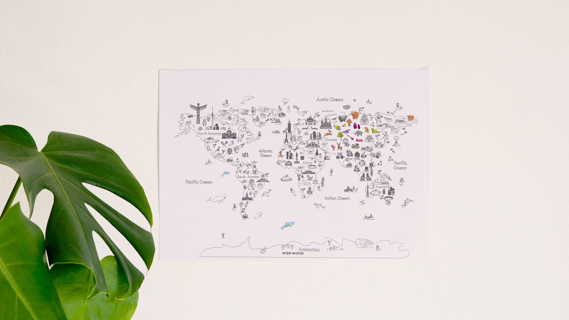 mapa del mundo para niños pequeños ideal para que aprendan a pintar y divertirse