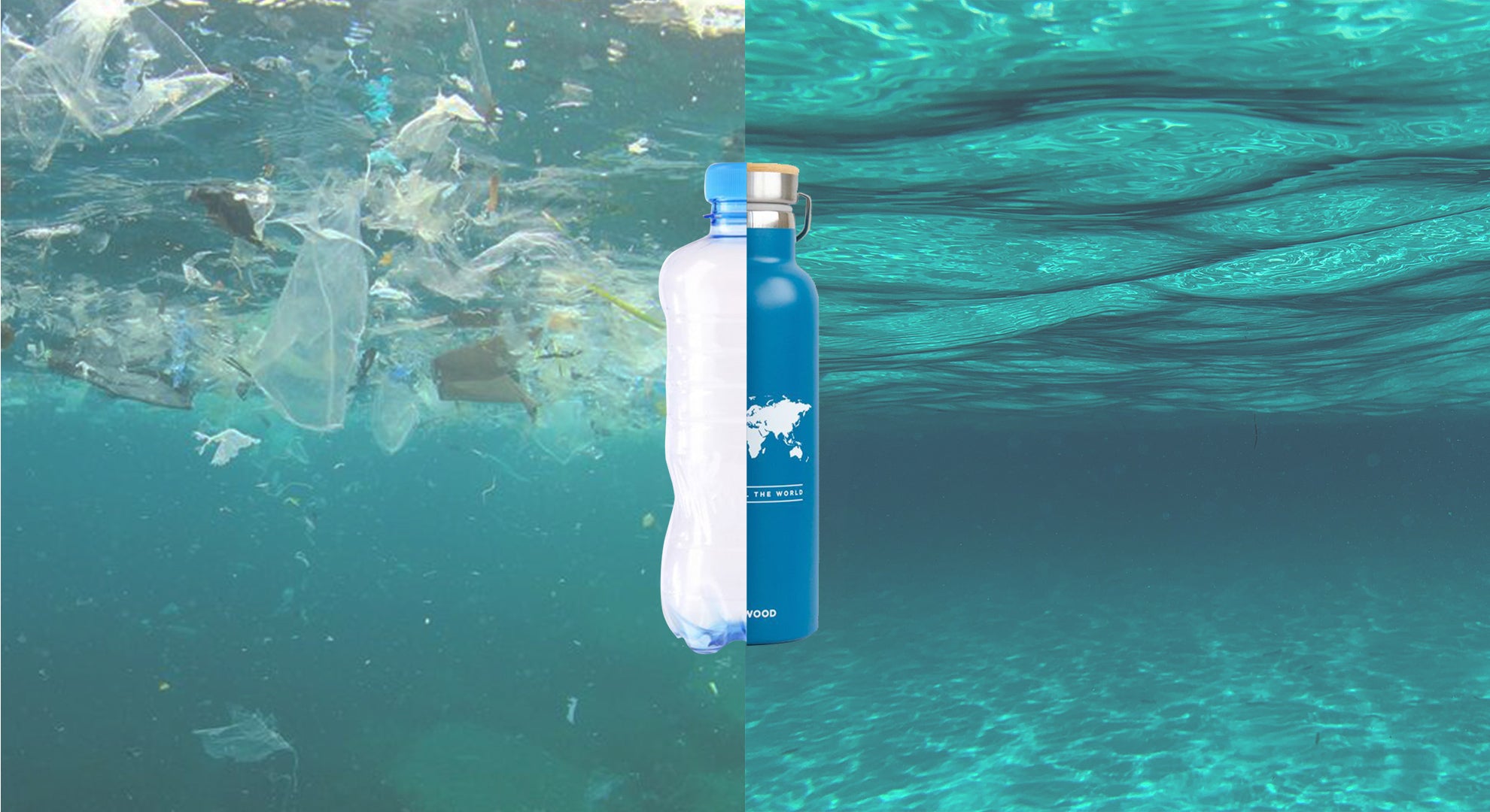 Contaminación botella de plástico vs. botella reutilizable