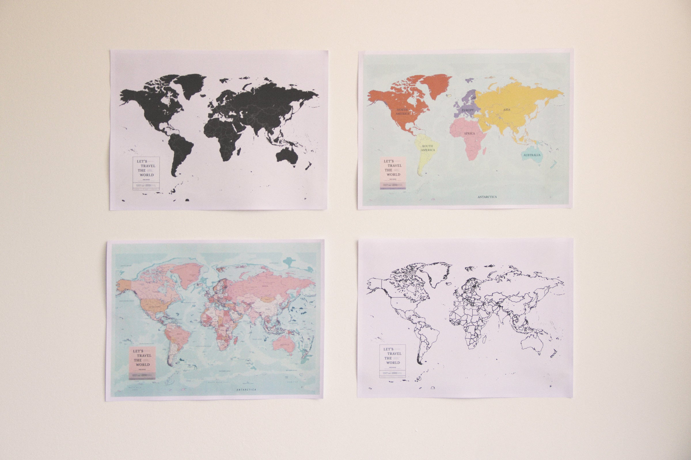 Mapamundi blanco y negro world map art canvas