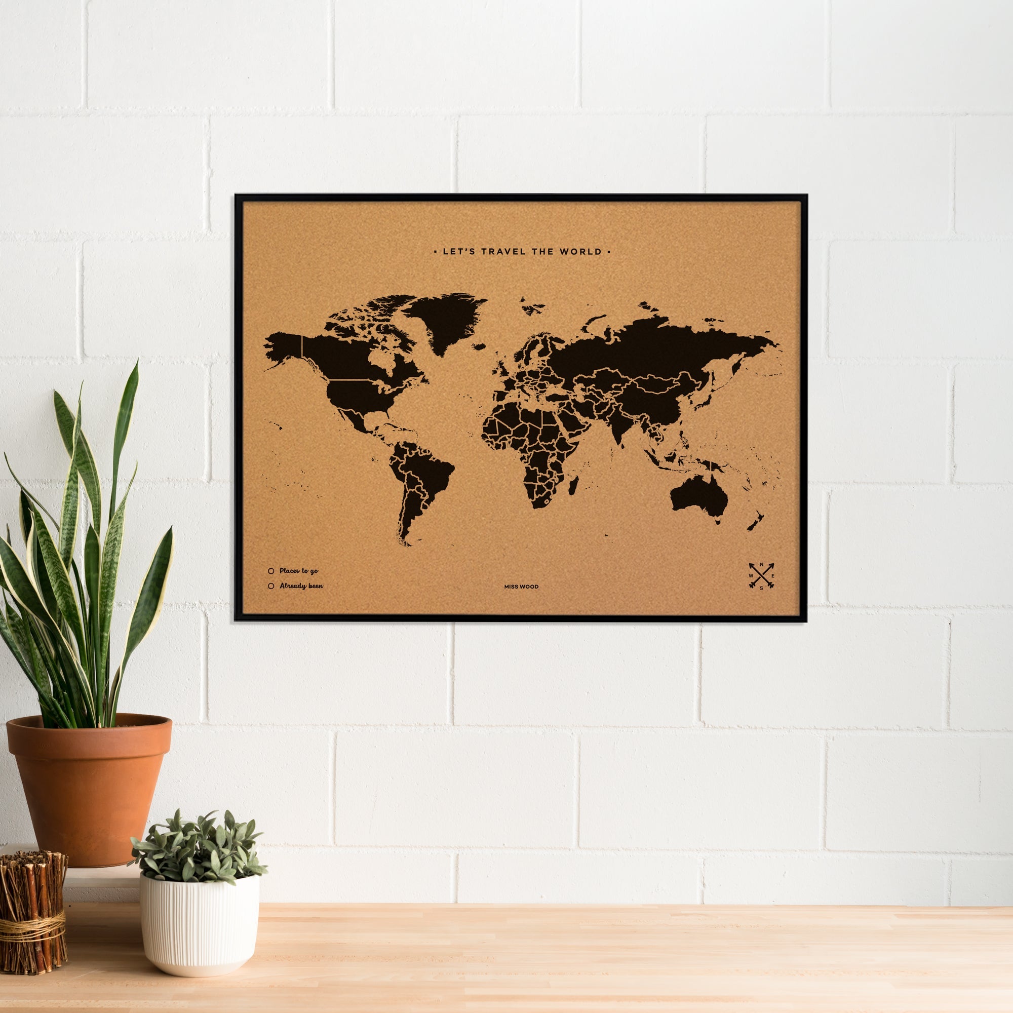 Mapamundi corcho - Woody Map Natural World - Misswood