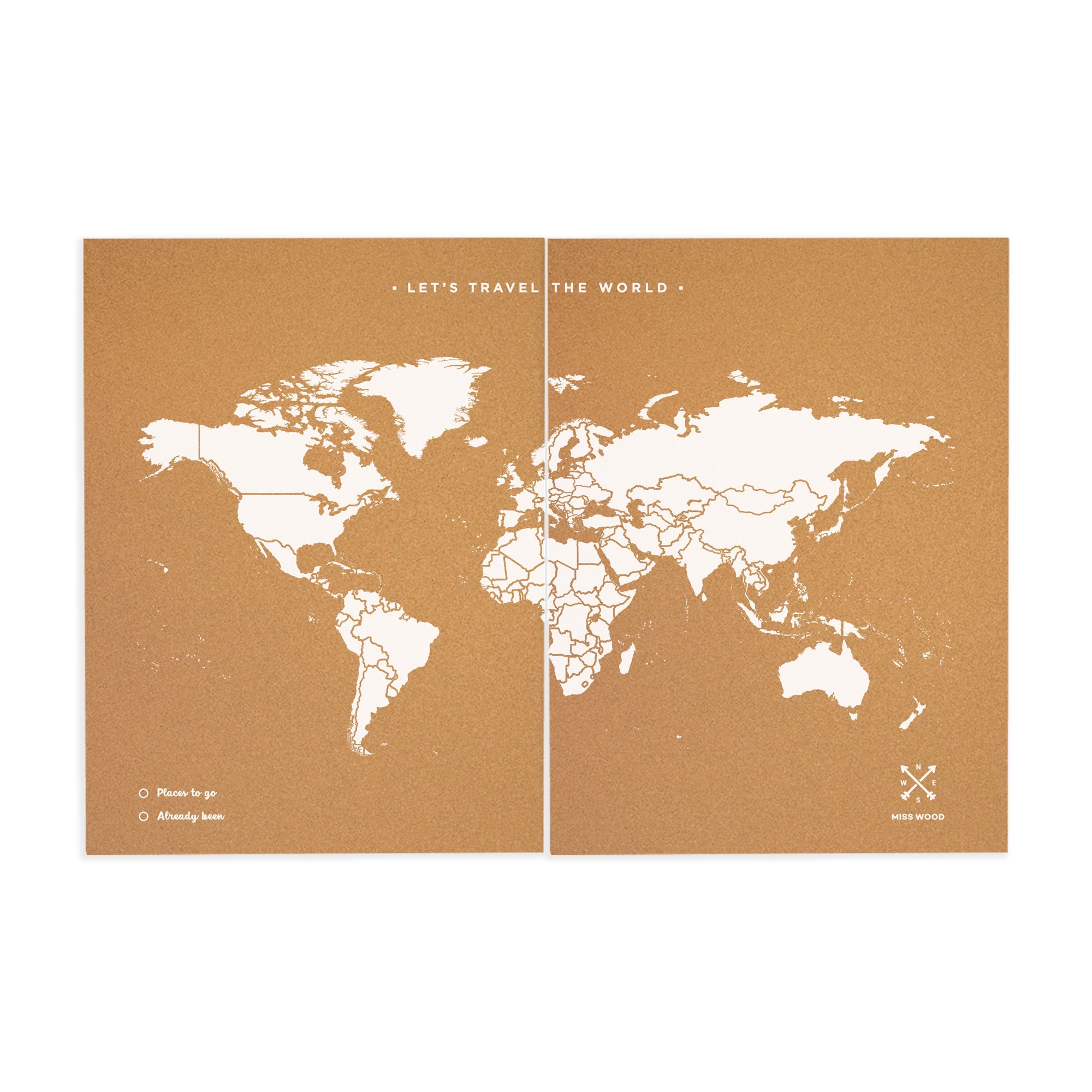 Mapamundi corcho - Woody Map Natural World Blanco - Misswood