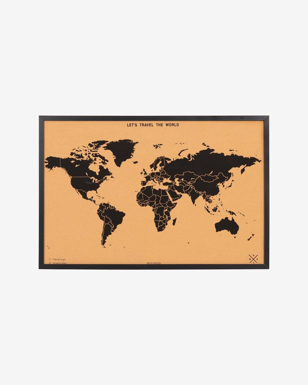 Mapamundi de Corcho Negro – 90x60 cm - Misswood