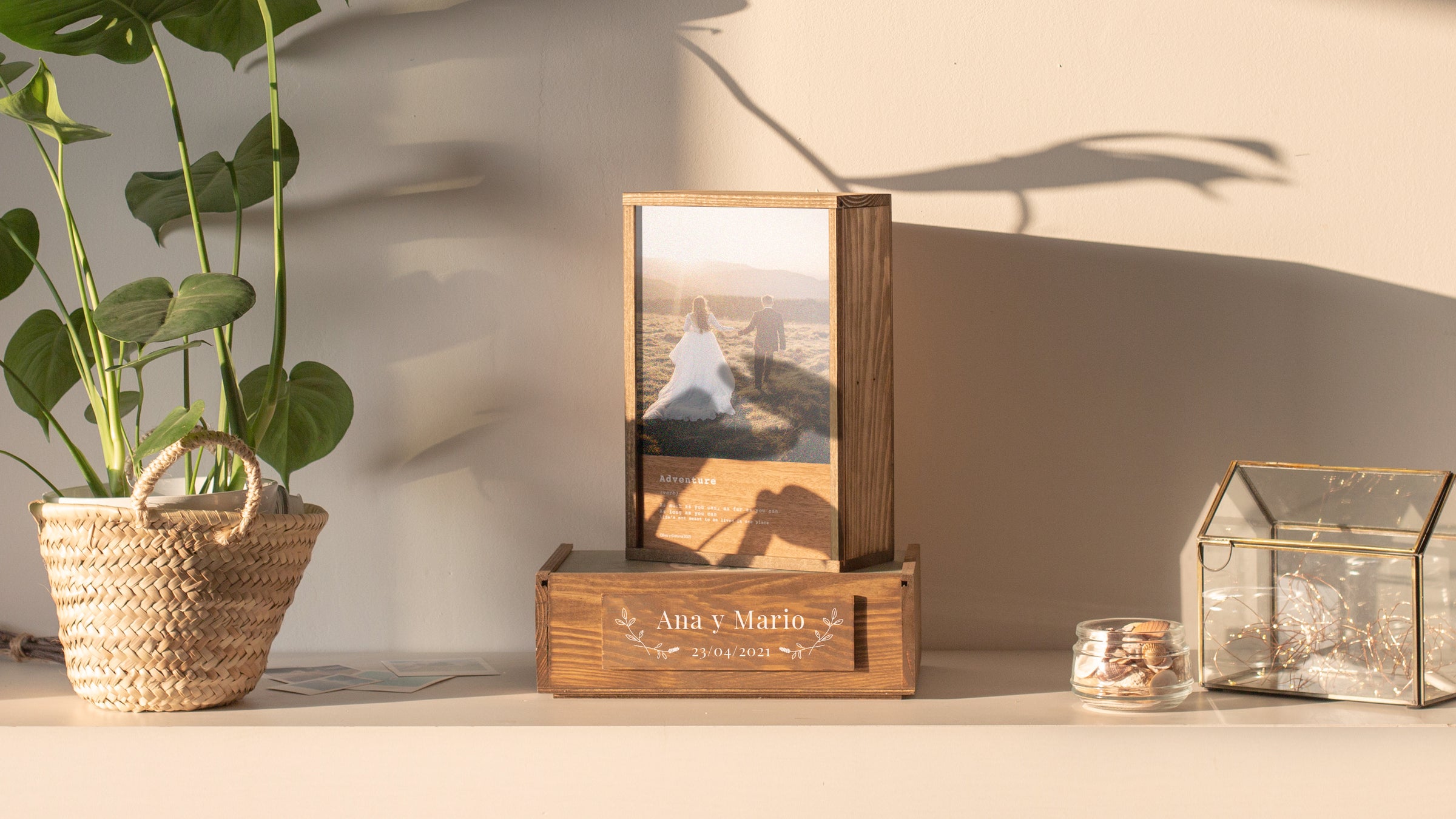 regalo de boda caja de madera personalizada para los invitados