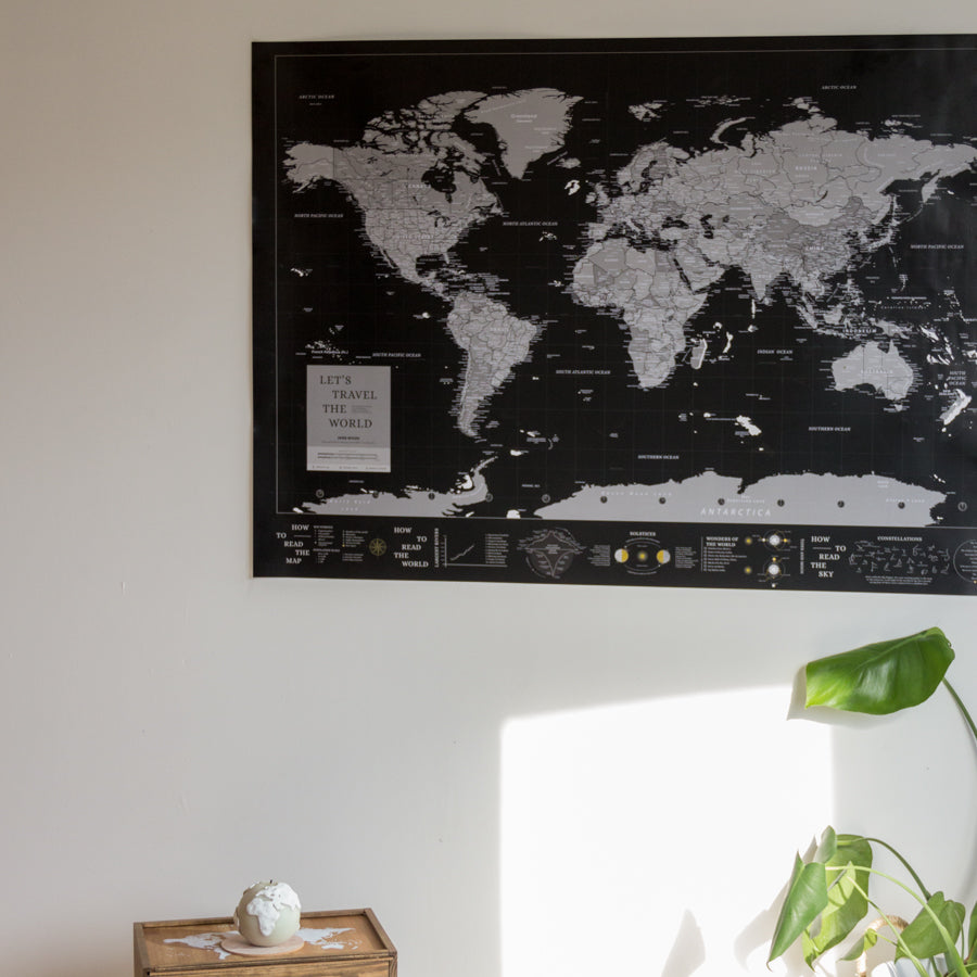 Affiche Mappemonde - Woody Map Poster - Celestial / 100 x 70 cm