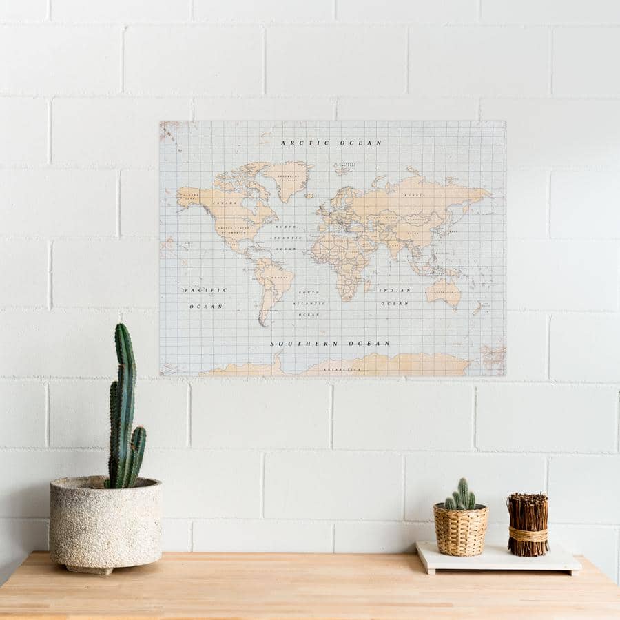Mapamundi corcho - Woody Map Watercolor Vintage-90 x 60 cm / Sin marco-90 x 60 cm-Sin marco-Misswood