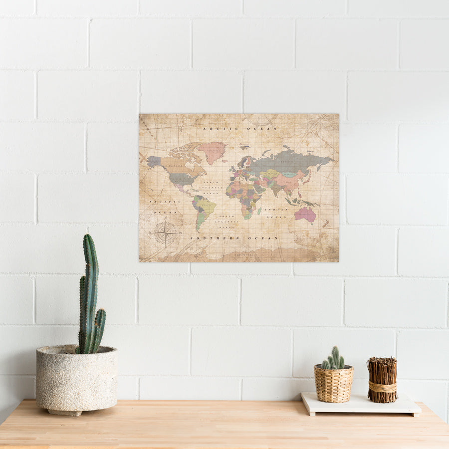 Mapamundi corcho - Woody Map Watercolor Old School-60 x 45 cm / Sin marco-60 x 45 cm-Sin marco-Misswood