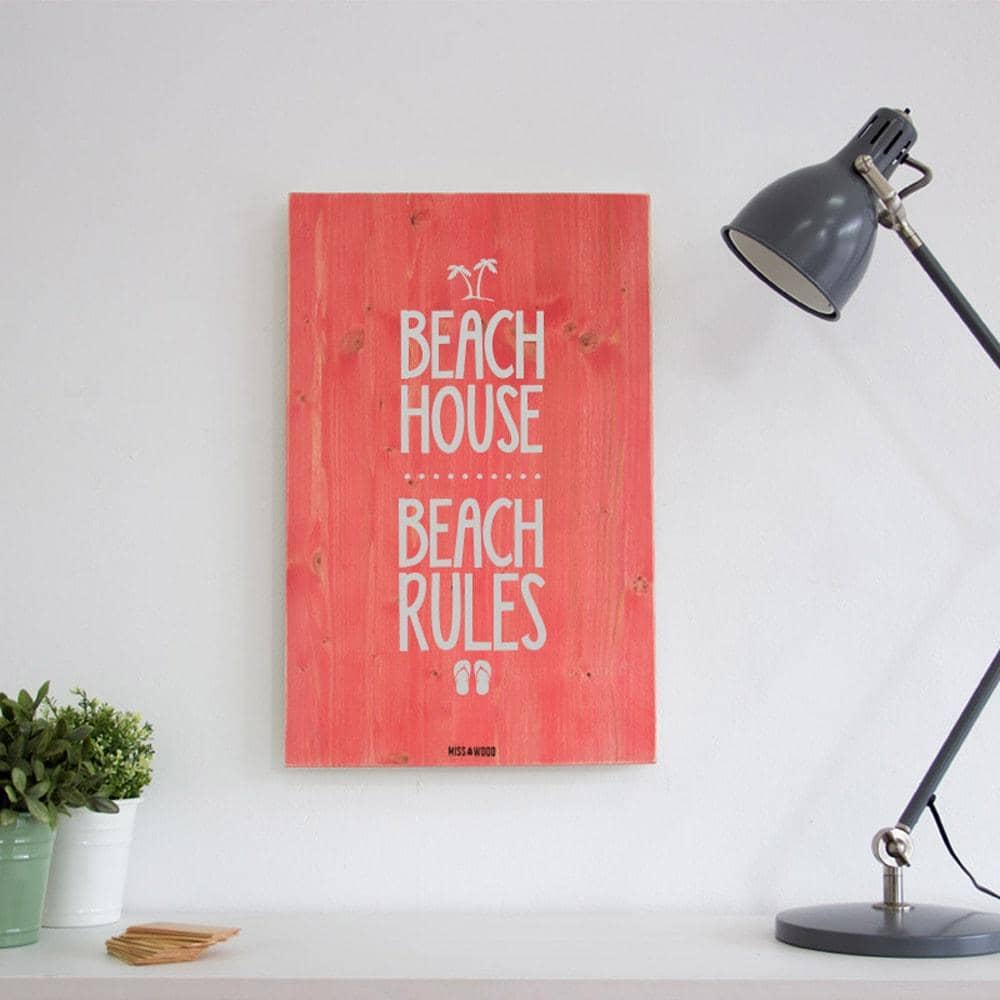 Cartel de Madera Beach Rules-40 x 60 cm / Rosa-40 x 60 cm-Rosa-Misswood