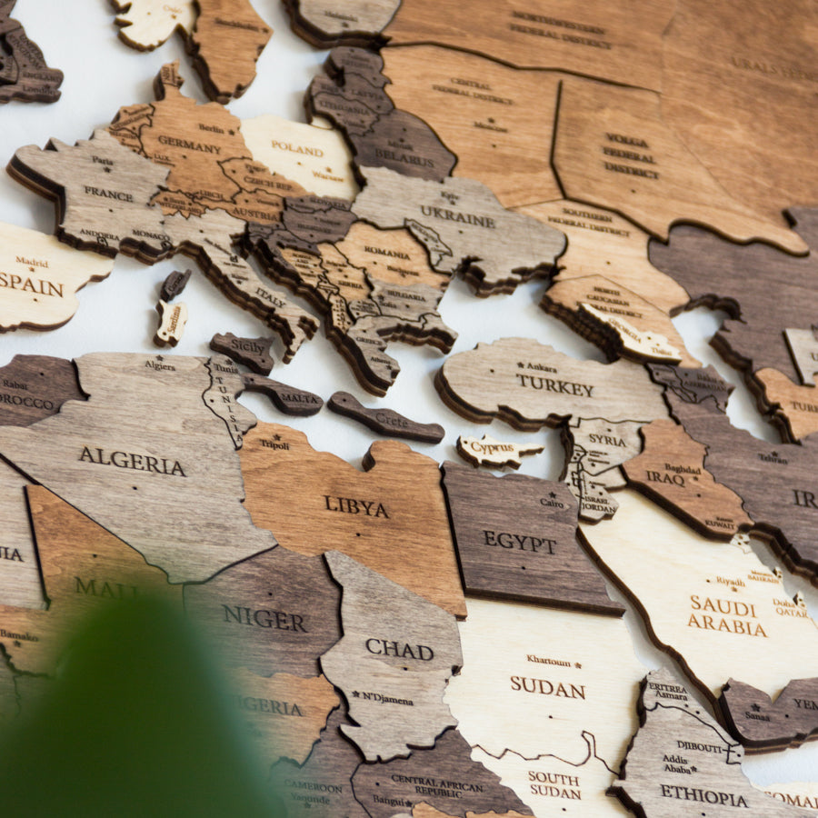 Mappa del Mondo in legno