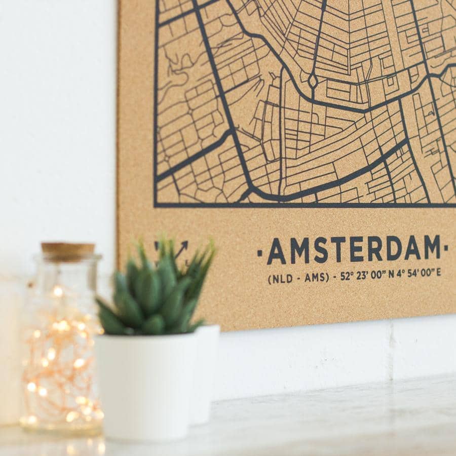 Mapa de corcho - Woody Map Natural Amsterdam - Misswood