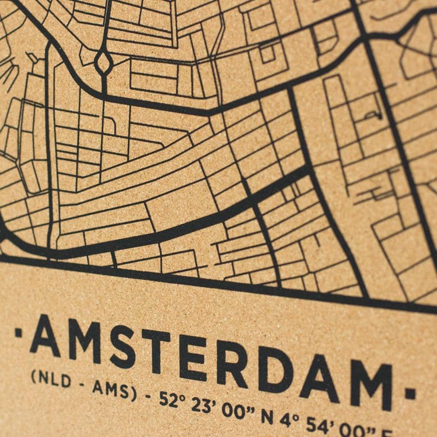 Mapa de corcho - Woody Map Natural Amsterdam - Misswood