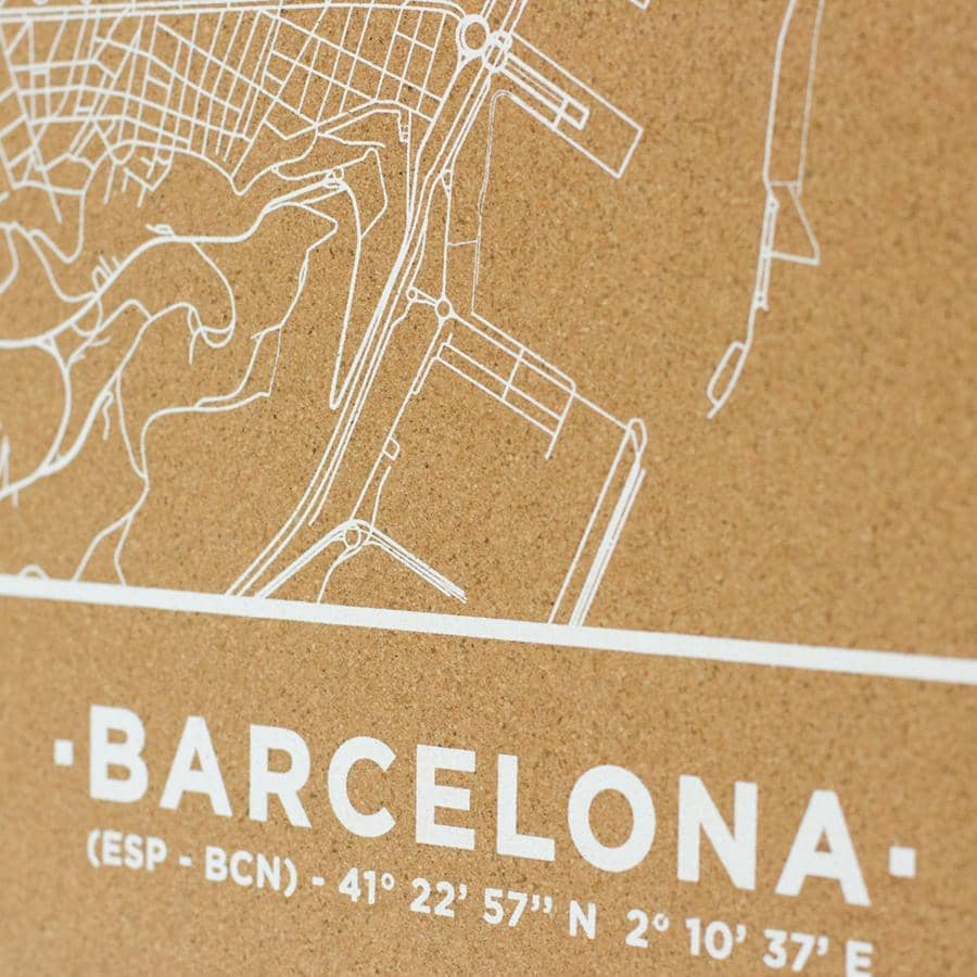 Mapa de corcho - Woody Map Natural Barcelona - Misswood