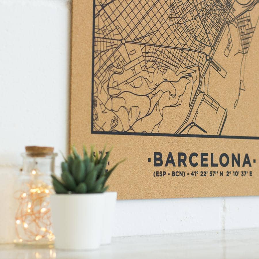 Mapa de corcho - Woody Map Natural Barcelona - Misswood